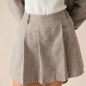 RIHOAS Khaki Pocket Pleated Mini Skirt